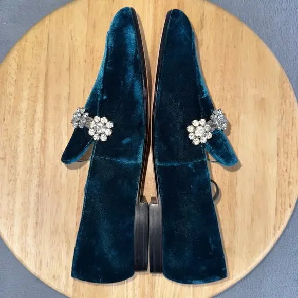 Ivanka Trump Velvet Loafers W/ Rhinestones Slip On Flats Women’s Size 9M US - Picture 5 of 8